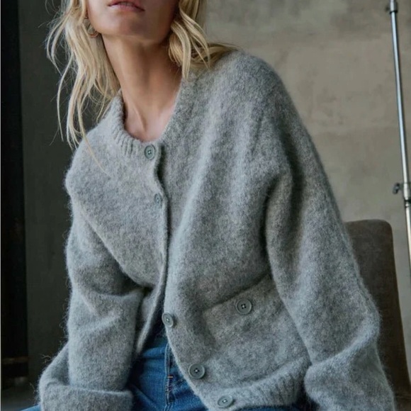 NATION TESSA CARDIGAN IN DOVE GRAY HEATHER - Picture 2 of 10